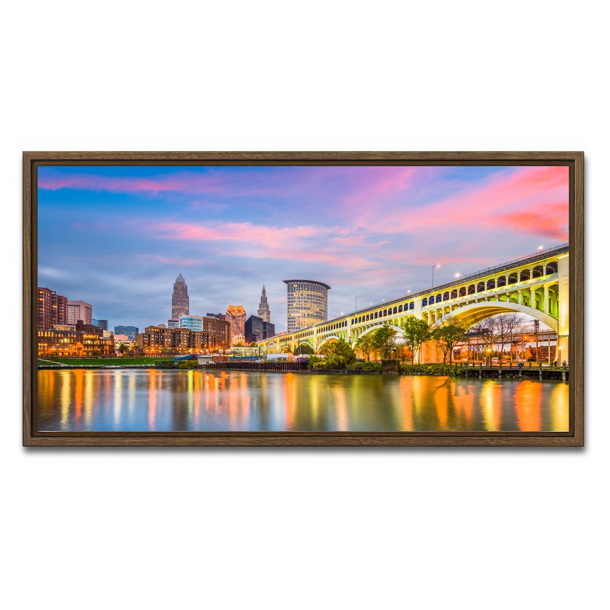 AUTO-MOCKUP WHITE | Cleveland-Detroit Superior Bridge | 1 Piece | Walnut Framed Canvas | group=2x1