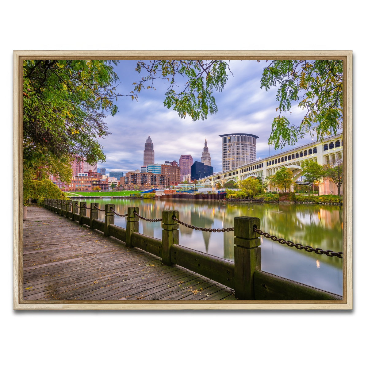 AUTO-MOCKUP WHITE | Cleveland Cuyahoga River | 1 Piece | Natural Framed Canvas | group=4x3