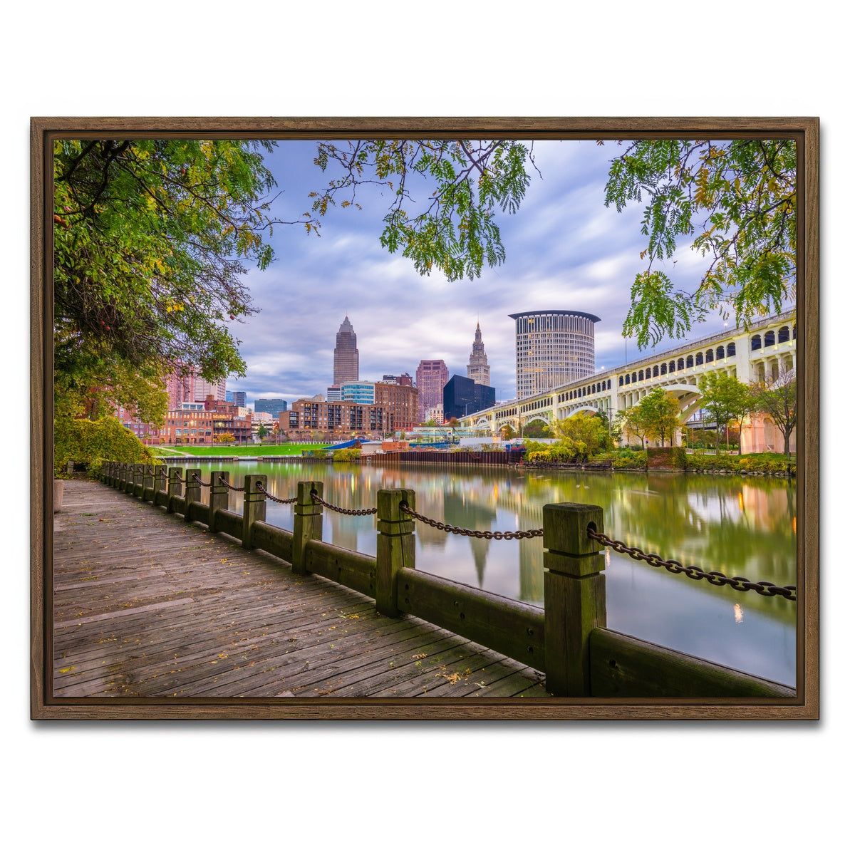 AUTO-MOCKUP WHITE | Cleveland Cuyahoga River | 1 Piece | Walnut Framed Canvas | group=4x3