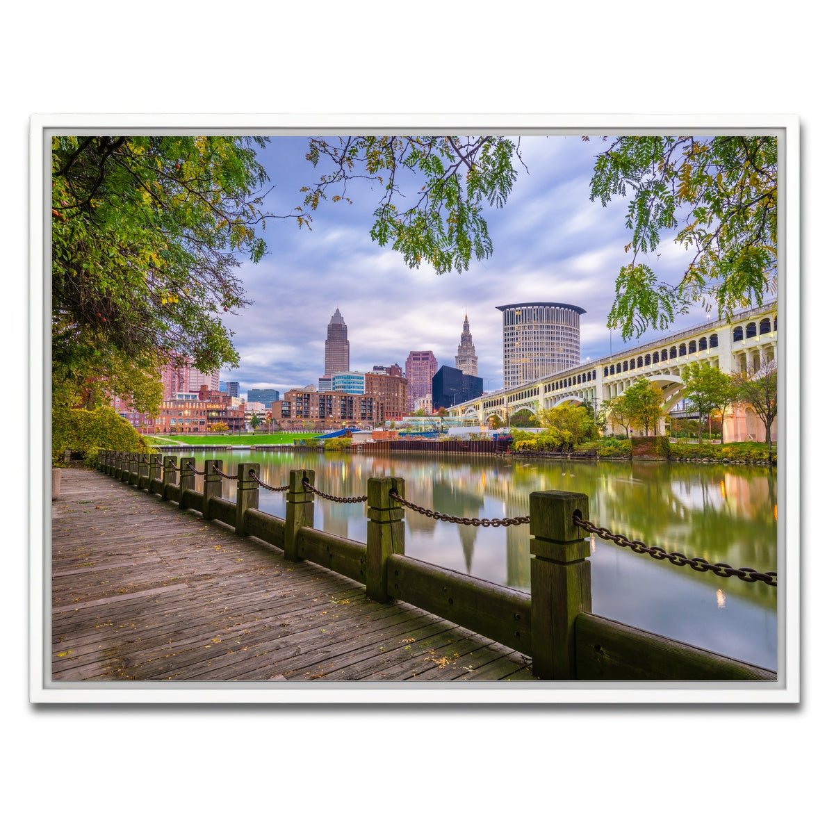 AUTO-MOCKUP WHITE | Cleveland Cuyahoga River | 1 Piece | White Framed Canvas | group=4x3
