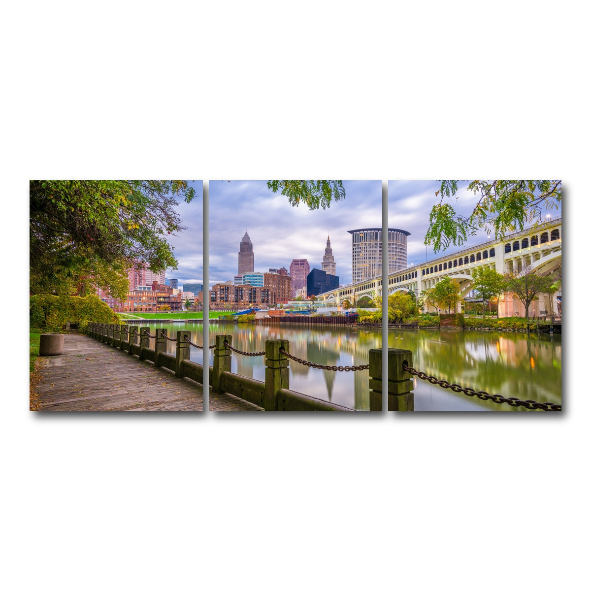 AUTO-MOCKUP WHITE | Cleveland Cuyahoga River | 3 Piece | Gallery Wrap Canvas | group=18x24