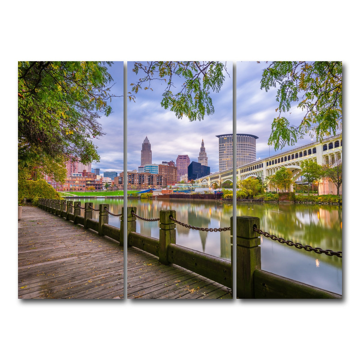 AUTO-MOCKUP WHITE | Cleveland Cuyahoga River | 3 Piece | Gallery Wrap Canvas | group=8x18