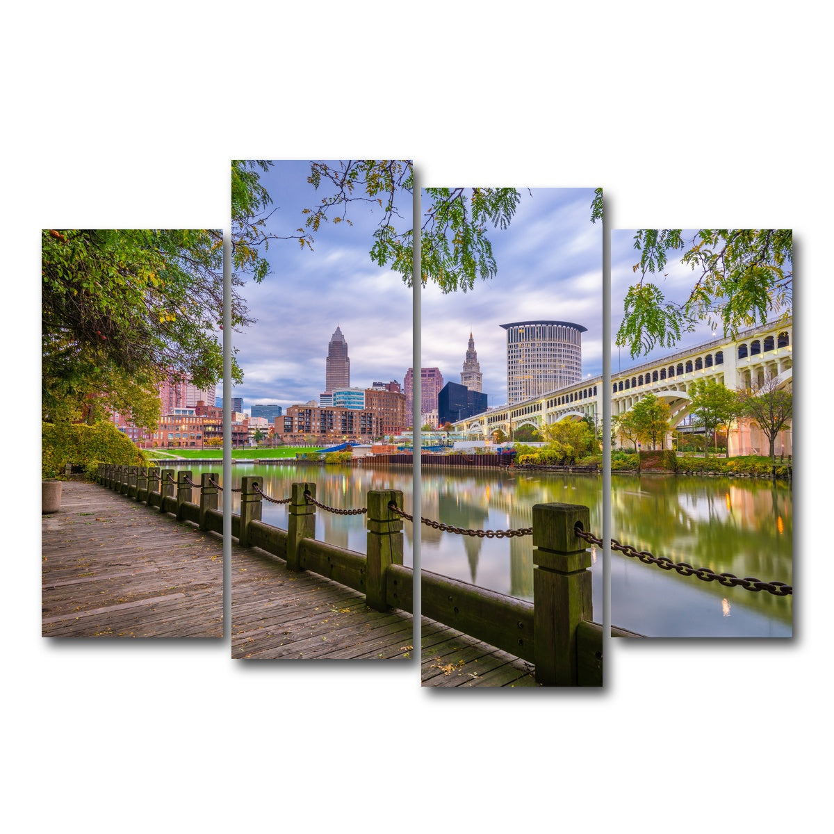 AUTO-MOCKUP WHITE | Cleveland Cuyahoga River | 4 Piece | Gallery Wrap Canvas | group=4_normal