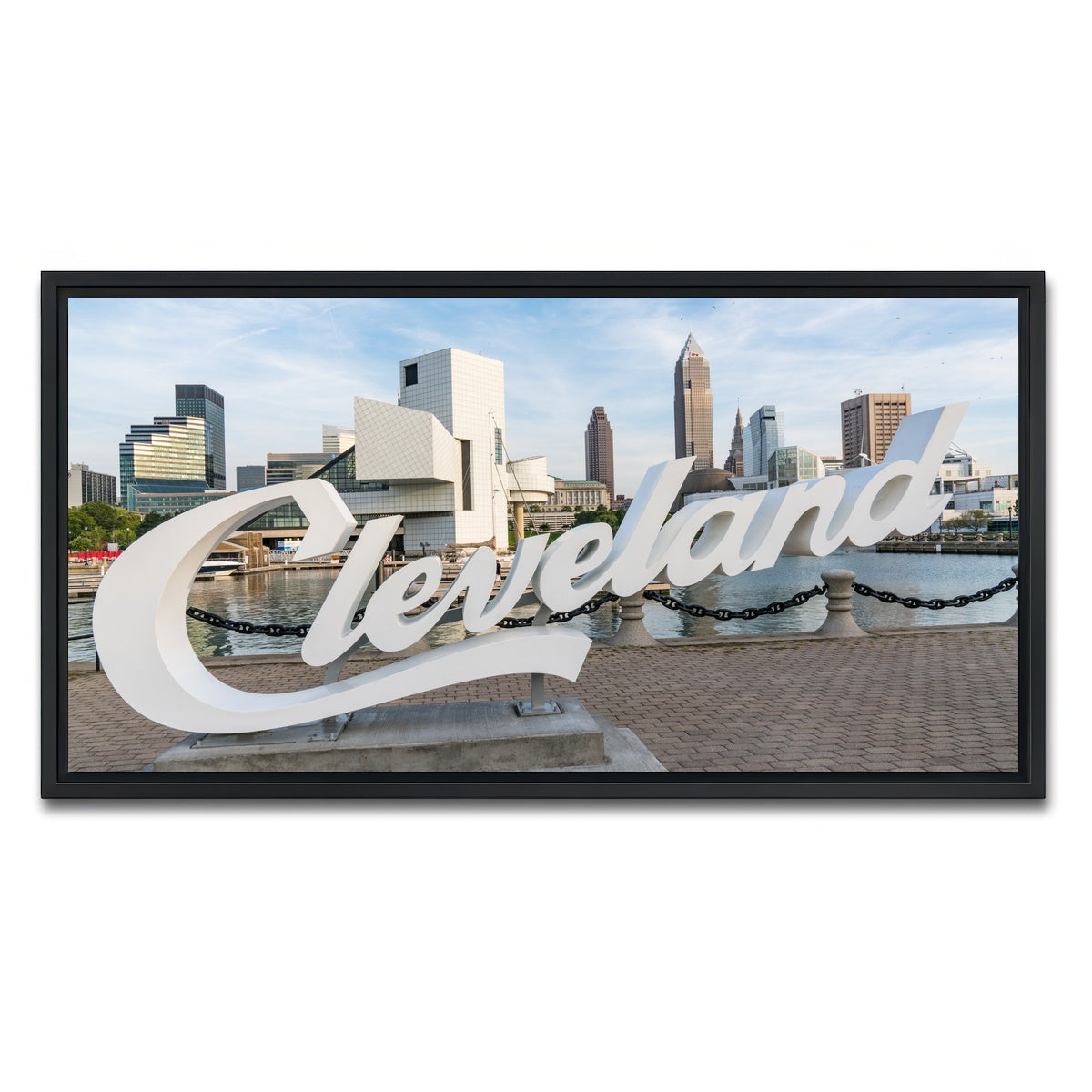 AUTO-MOCKUP WHITE | Cleveland Sign | 1 Piece | Black Framed Canvas | group=2x1