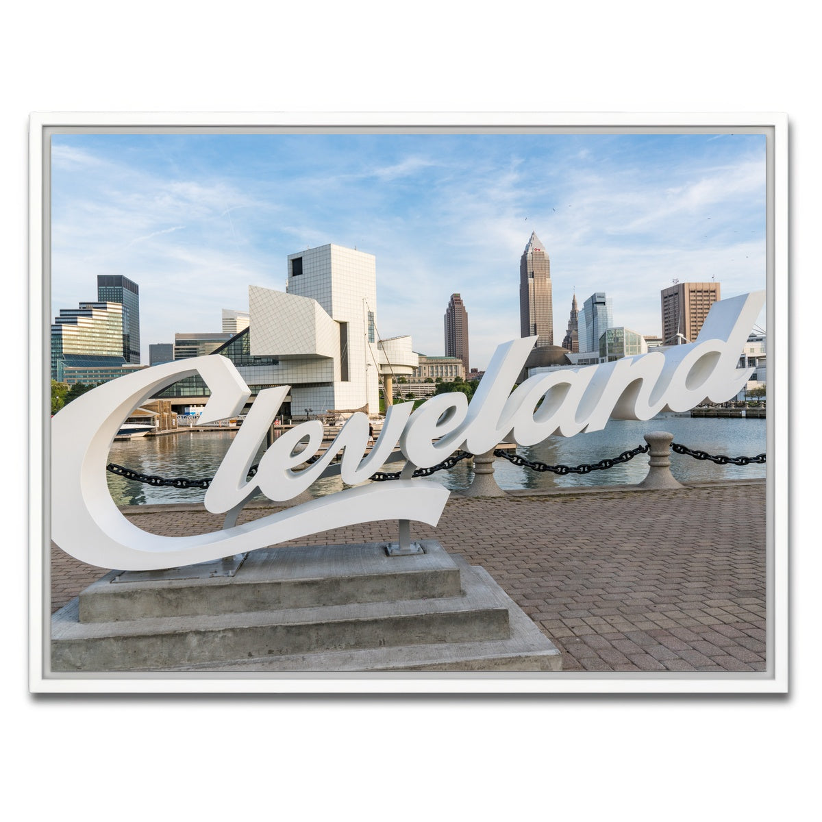 AUTO-MOCKUP WHITE | Cleveland Sign | 1 Piece | White Framed Canvas | group=4x3