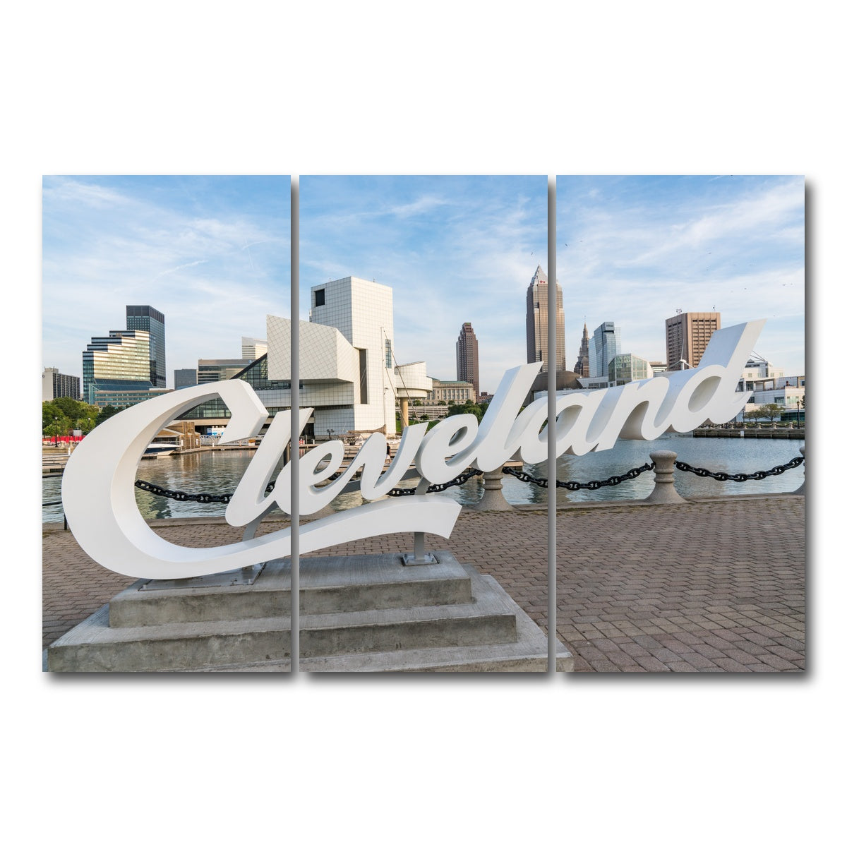 AUTO-MOCKUP WHITE | Cleveland Sign | 3 Piece | Gallery Wrap Canvas | group=12x24