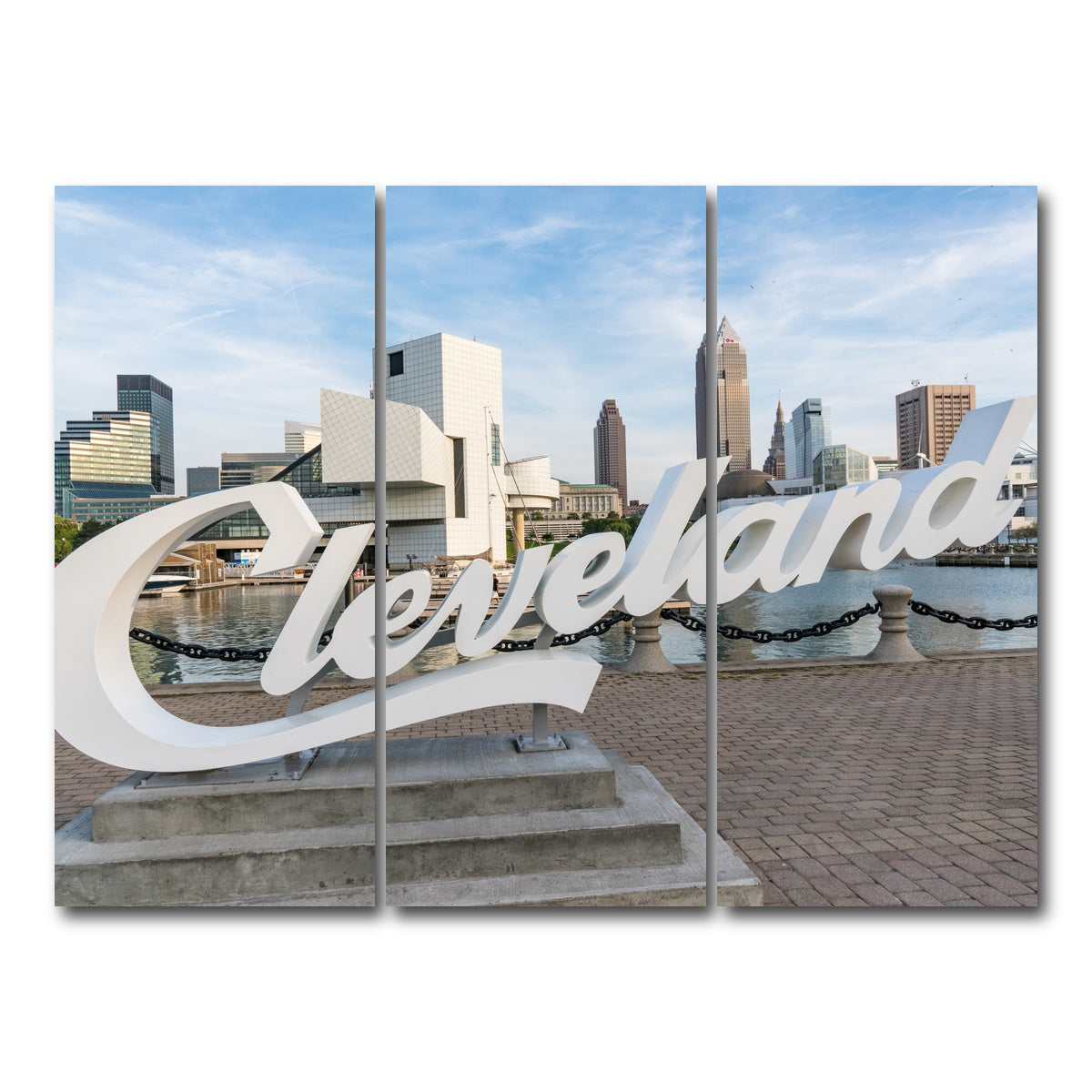 AUTO-MOCKUP WHITE | Cleveland Sign | 3 Piece | Gallery Wrap Canvas | group=8x18