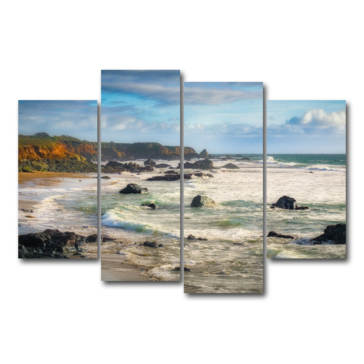 AUTO-MOCKUP WHITE | Cliffs and Rocks on the California Coast | 4 Piece | Gallery Wrap Canvas | group=4_short