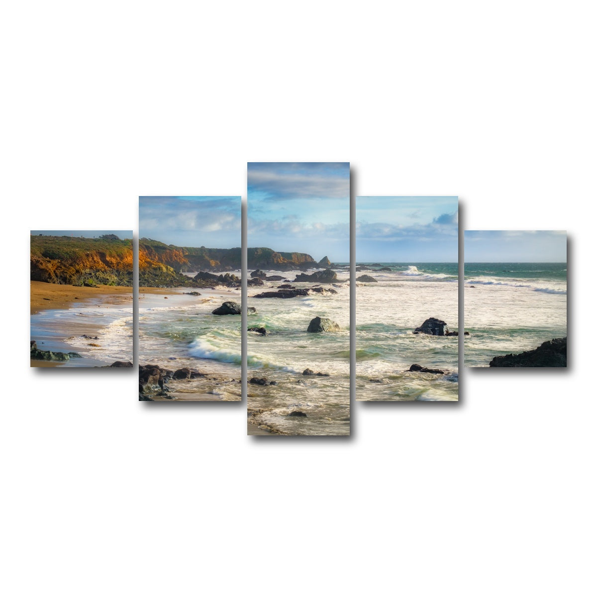 AUTO-MOCKUP WHITE | Cliffs and Rocks on the California Coast | 5 Piece | Gallery Wrap Canvas | group=5_short