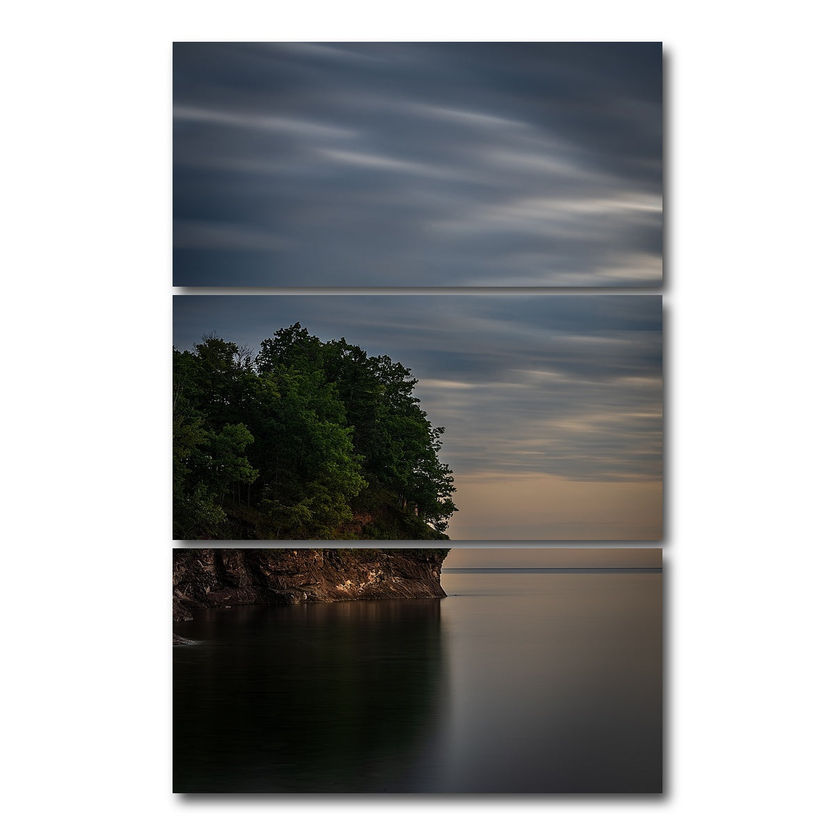 AUTO-MOCKUP WHITE | Cliffs of Michigan | 3 Piece | Gallery Wrap Canvas | group=12x24_stacked