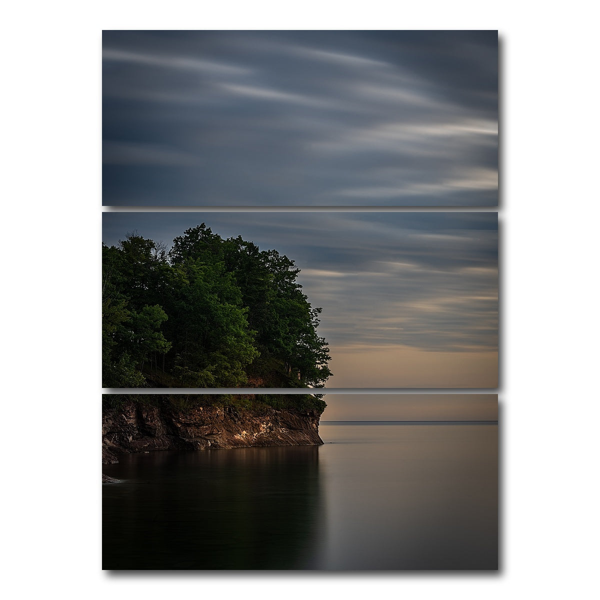 AUTO-MOCKUP WHITE | Cliffs of Michigan | 3 Piece | Gallery Wrap Canvas | group=8x18_stacked