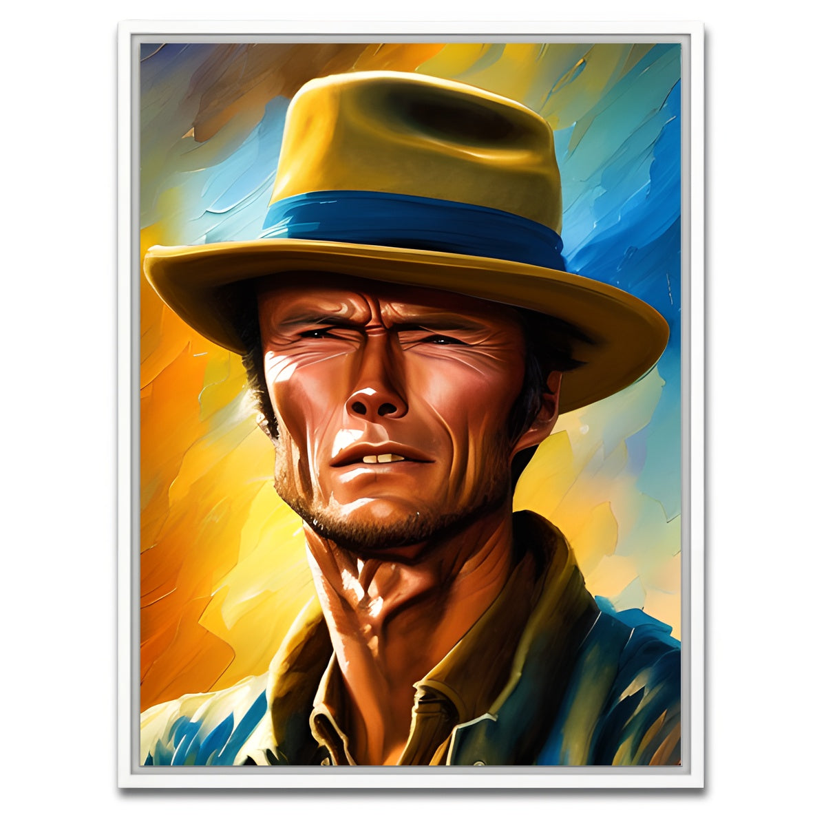AUTO-MOCKUP WHITE | Clint Eastwood Painting | 1 Piece | White Framed Canvas | group=3x4