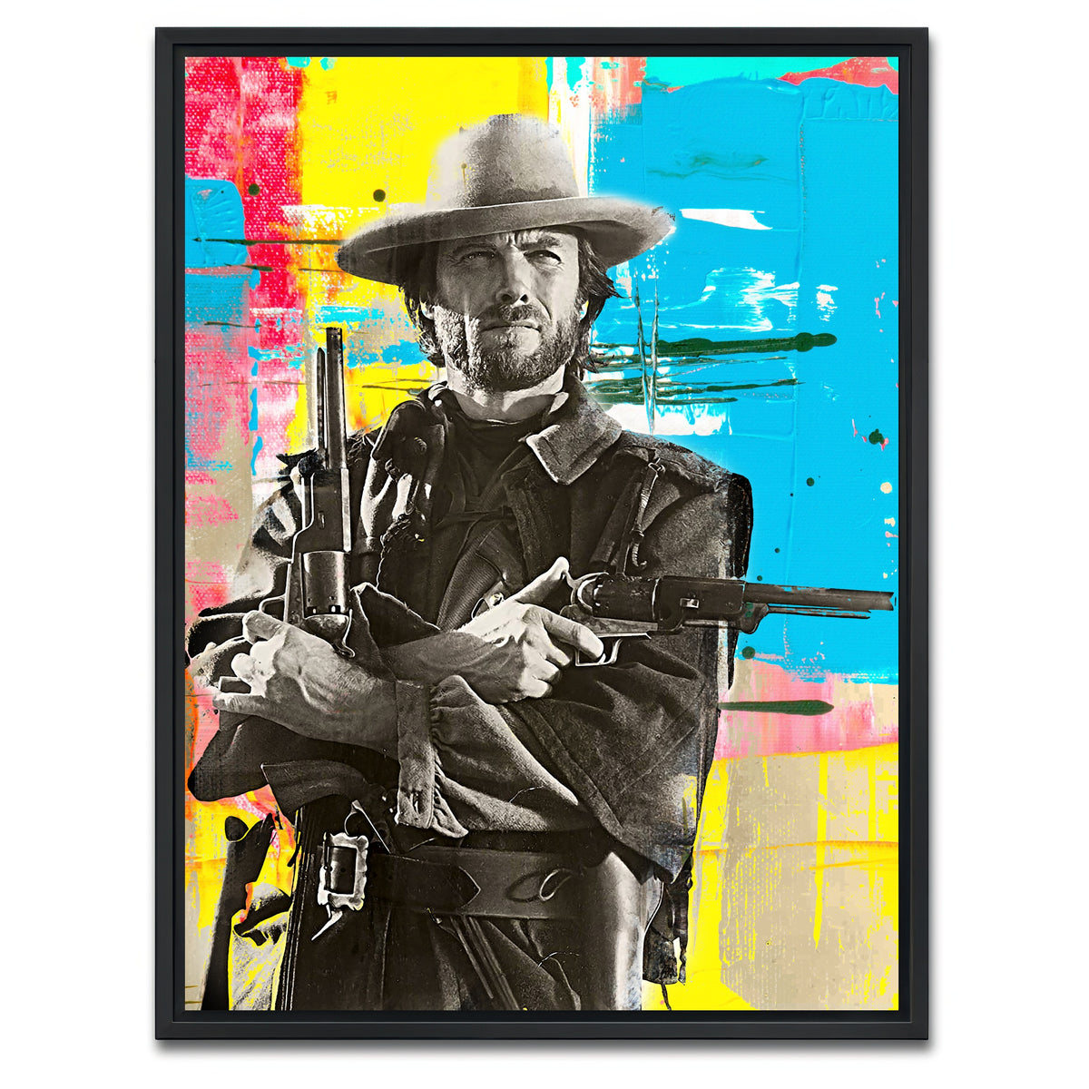 AUTO-MOCKUP WHITE | Clint Eastwood | 1 Piece | Black Framed Canvas | group=3x4