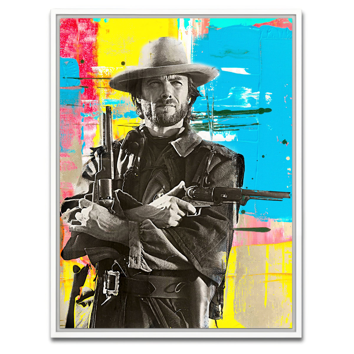 AUTO-MOCKUP WHITE | Clint Eastwood | 1 Piece | White Framed Canvas | group=3x4