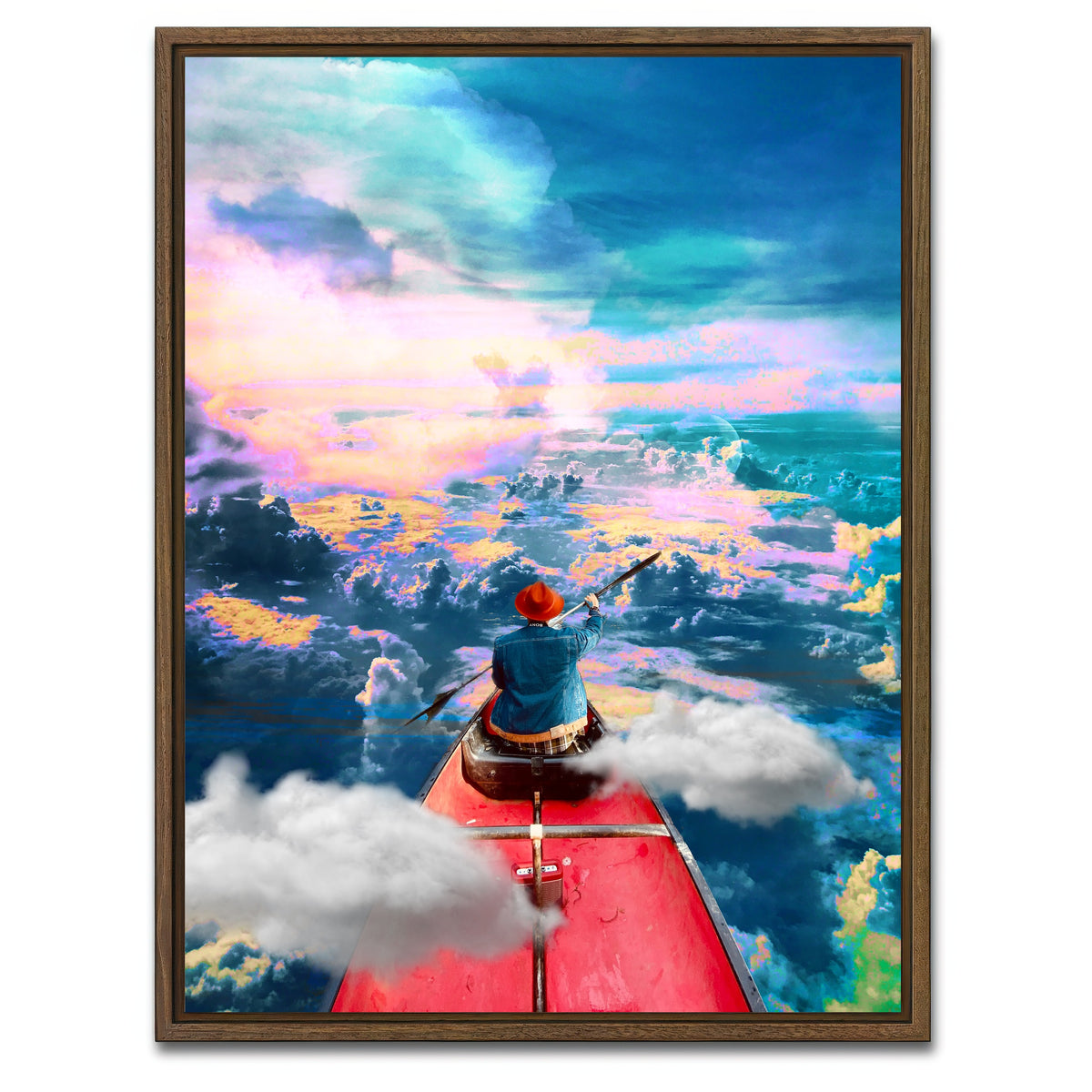 AUTO-MOCKUP WHITE | Cloud boat design | 1 Piece | Walnut Framed Canvas | group=3x4