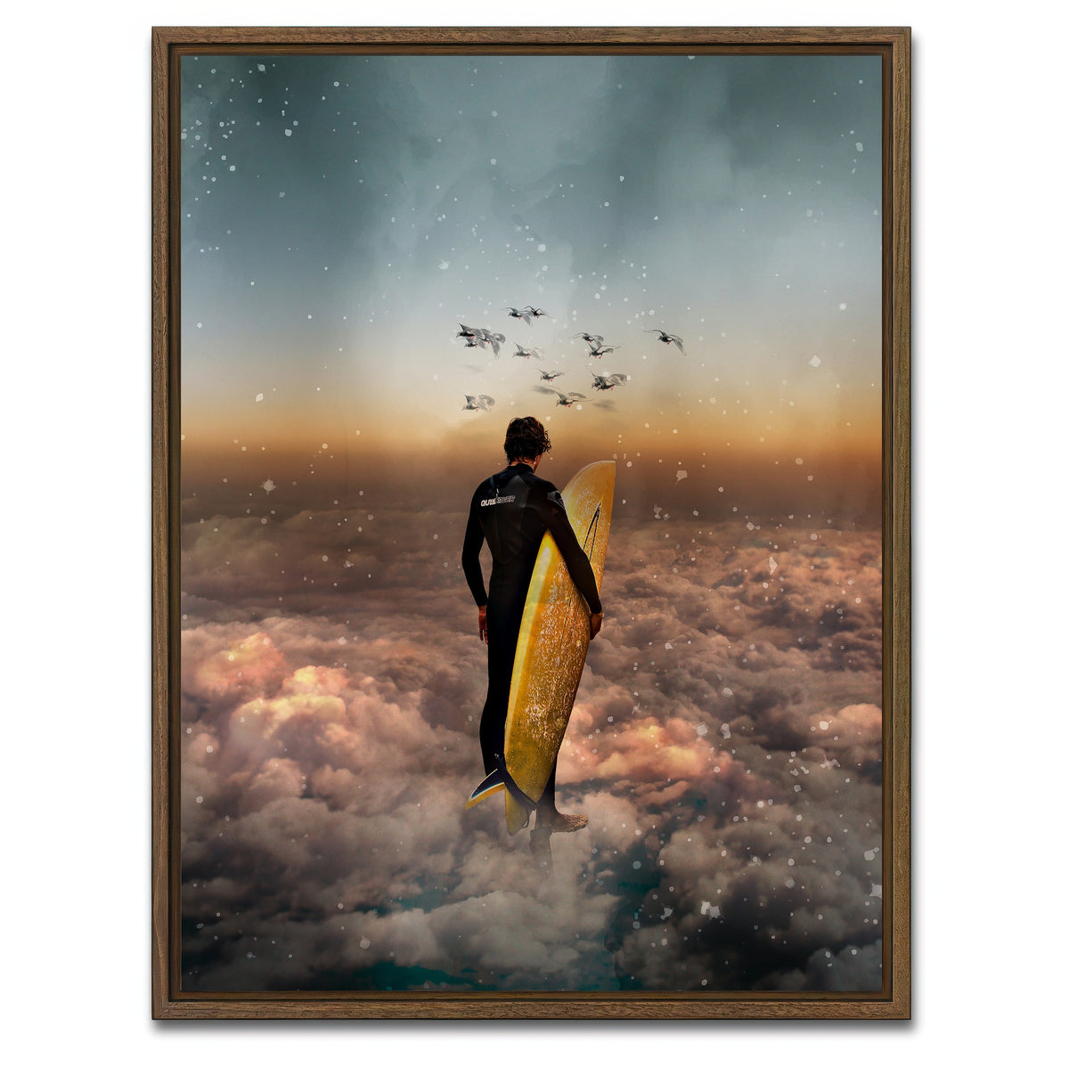 AUTO-MOCKUP WHITE | Cloud surf canvas art | 1 Piece | Walnut Framed Canvas | group=3x4