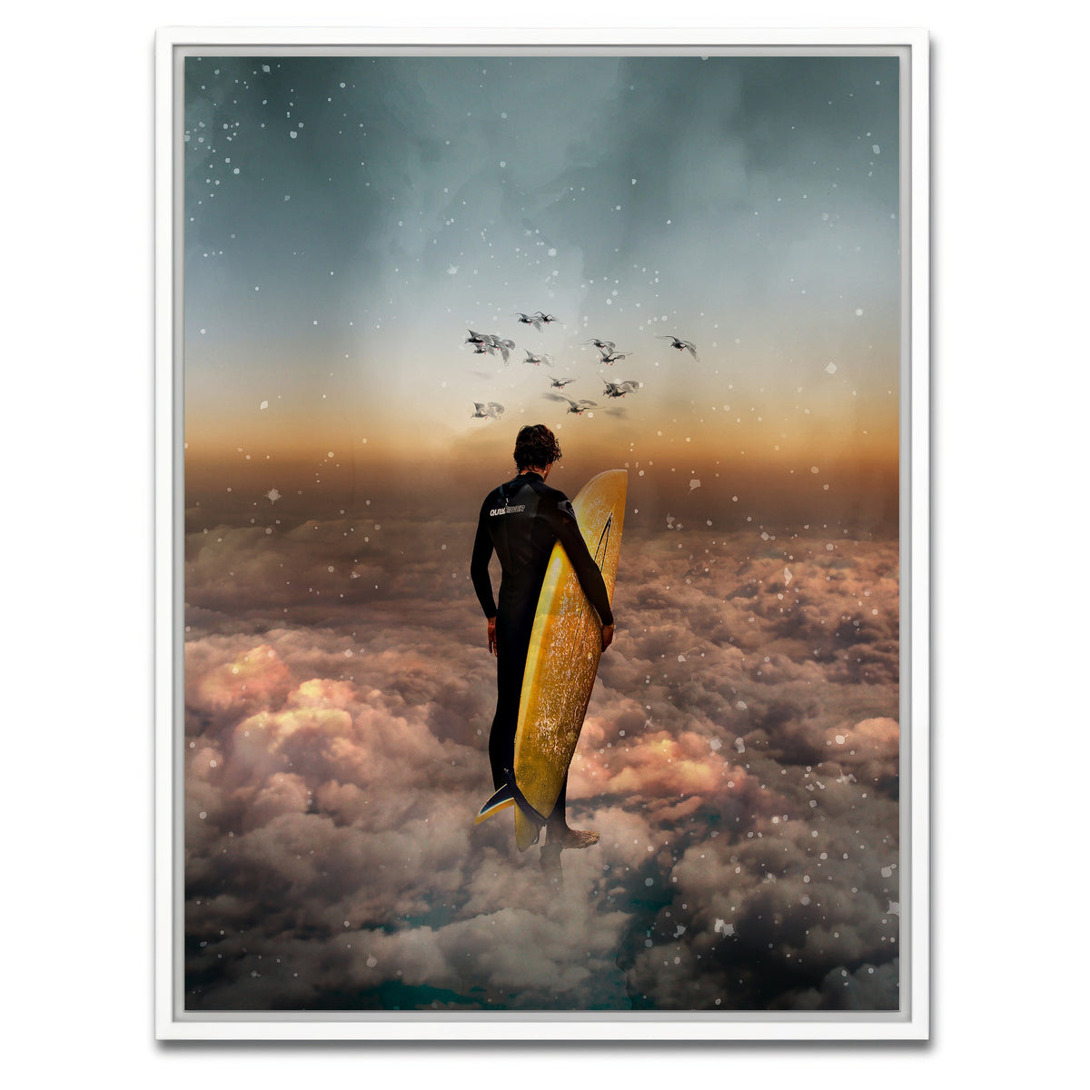 AUTO-MOCKUP WHITE | Cloud surf canvas art | 1 Piece | White Framed Canvas | group=3x4