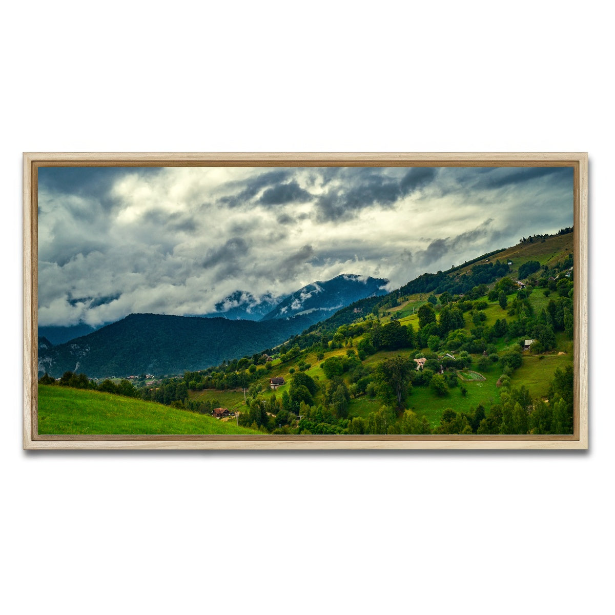 AUTO-MOCKUP WHITE | Cloudy Hillside in Magura Romania | 1 Piece | Natural Framed Canvas | group=2x1