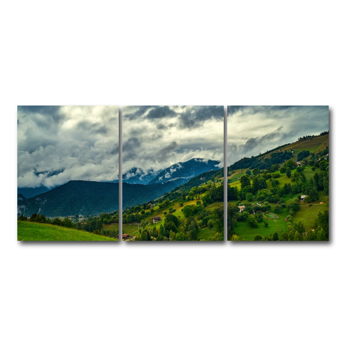 AUTO-MOCKUP WHITE | Cloudy Hillside in Magura Romania | 3 Piece | Gallery Wrap Canvas | group=18x24