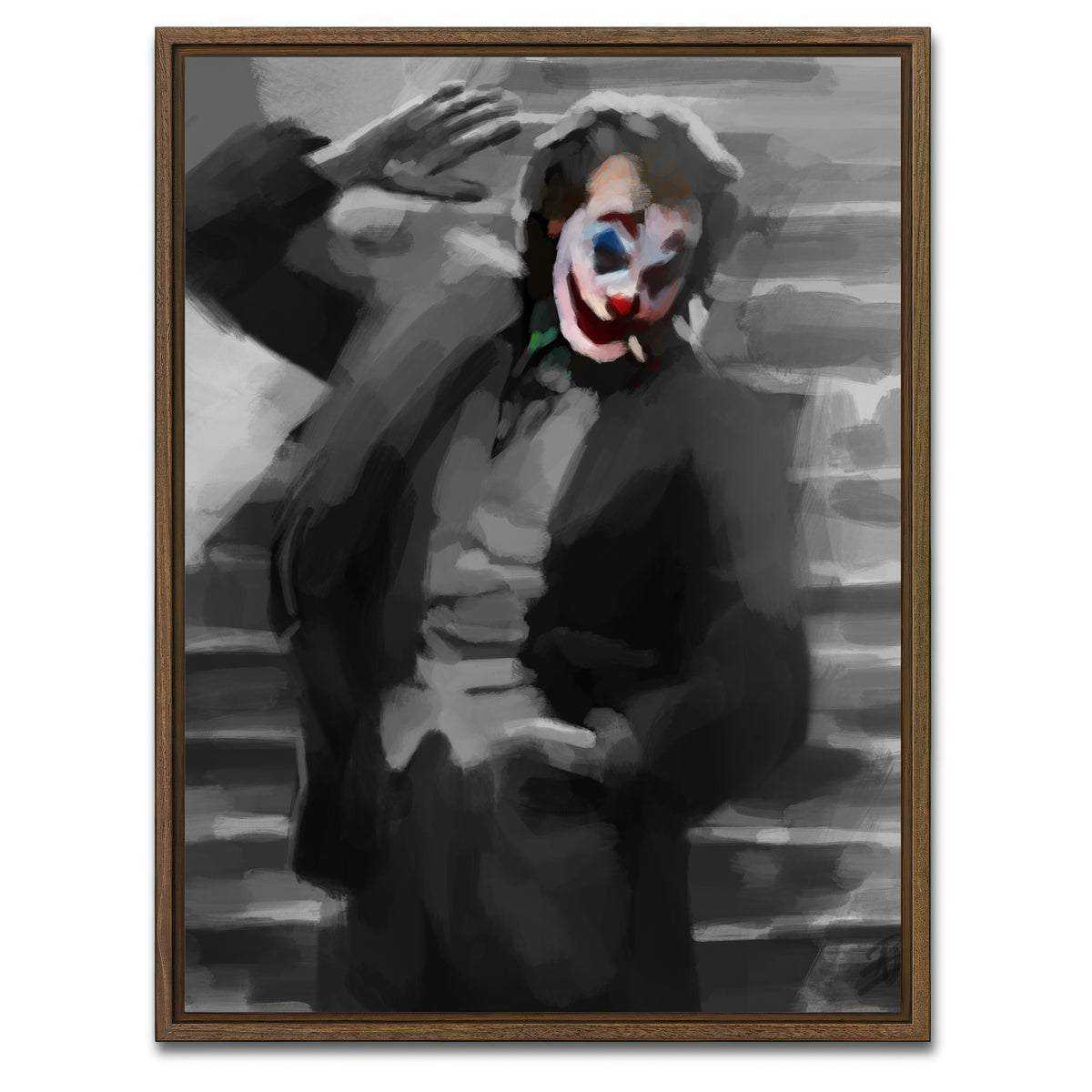 AUTO-MOCKUP WHITE | Clown Face | 1 Piece | Walnut Framed Canvas | group=3x4