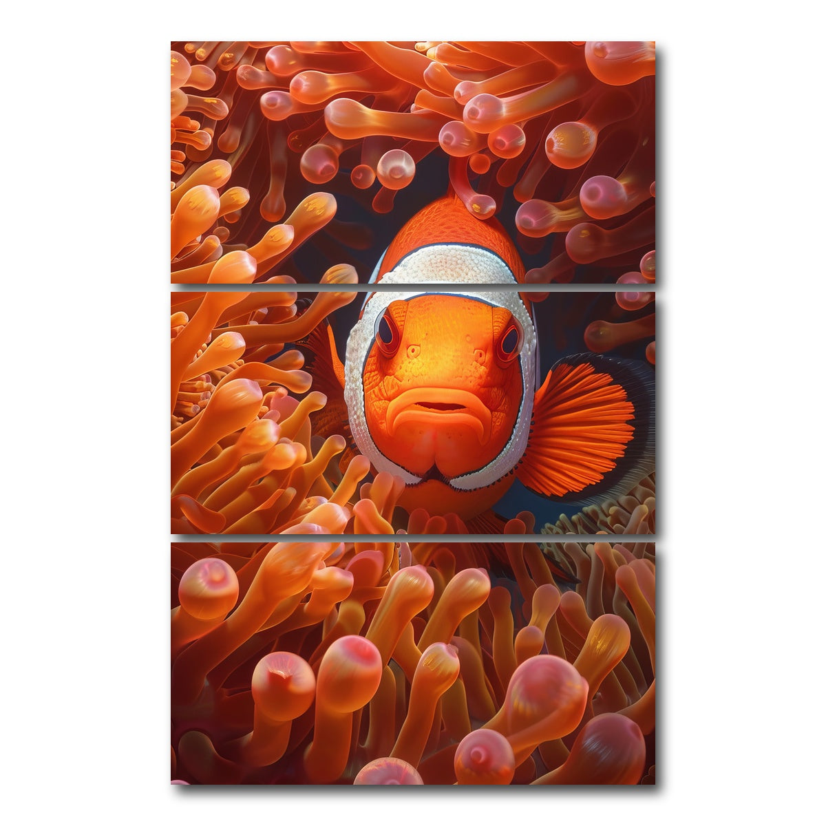 AUTO-MOCKUP WHITE | Clown Fish | 3 Piece | Gallery Wrap Canvas | group=12x24_stacked