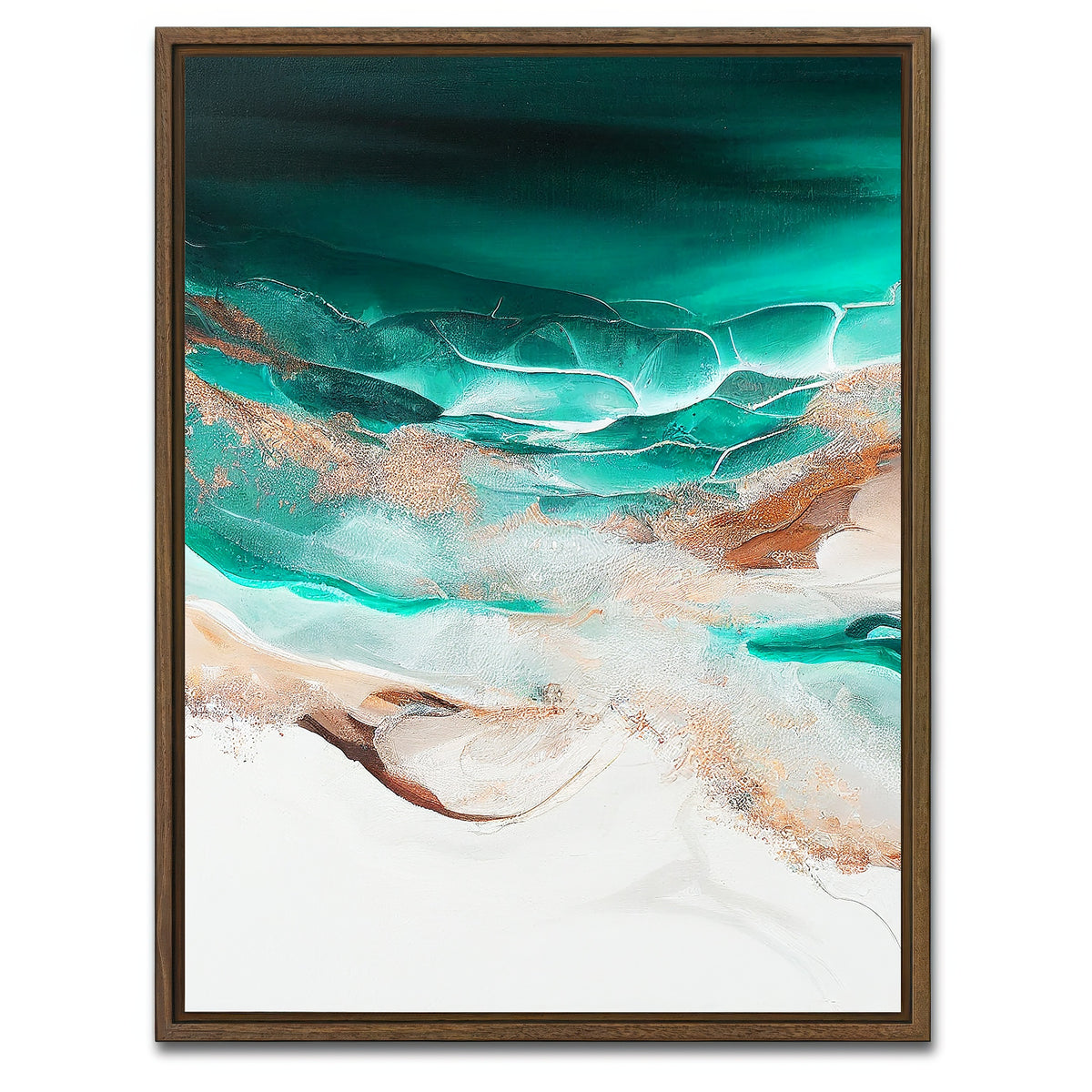 AUTO-MOCKUP WHITE | Coastal Abstract Series 10 | 1 Piece | Walnut Framed Canvas | group=3x4