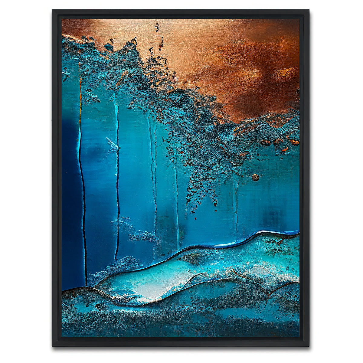 AUTO-MOCKUP WHITE | Coastal Abstract Series 1 | 1 Piece | Black Framed Canvas | group=3x4