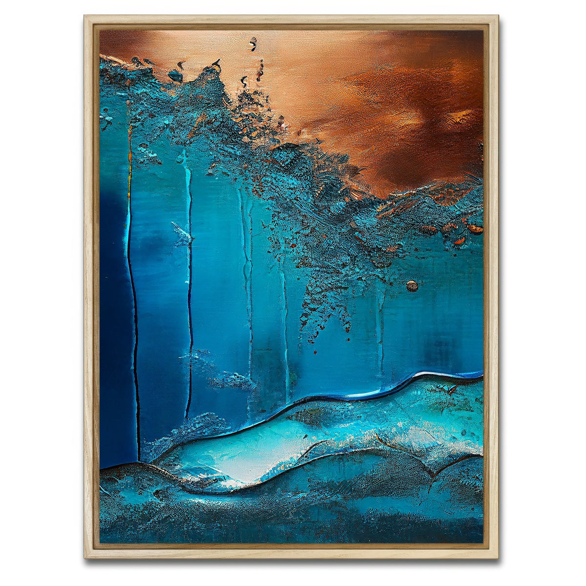 AUTO-MOCKUP WHITE | Coastal Abstract Series 1 | 1 Piece | Natural Framed Canvas | group=3x4