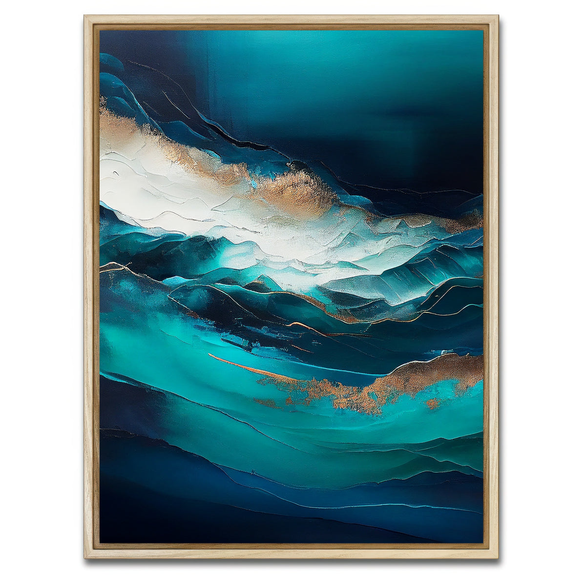 AUTO-MOCKUP WHITE | Coastal Abstract Series 3 | 1 Piece | Natural Framed Canvas | group=3x4