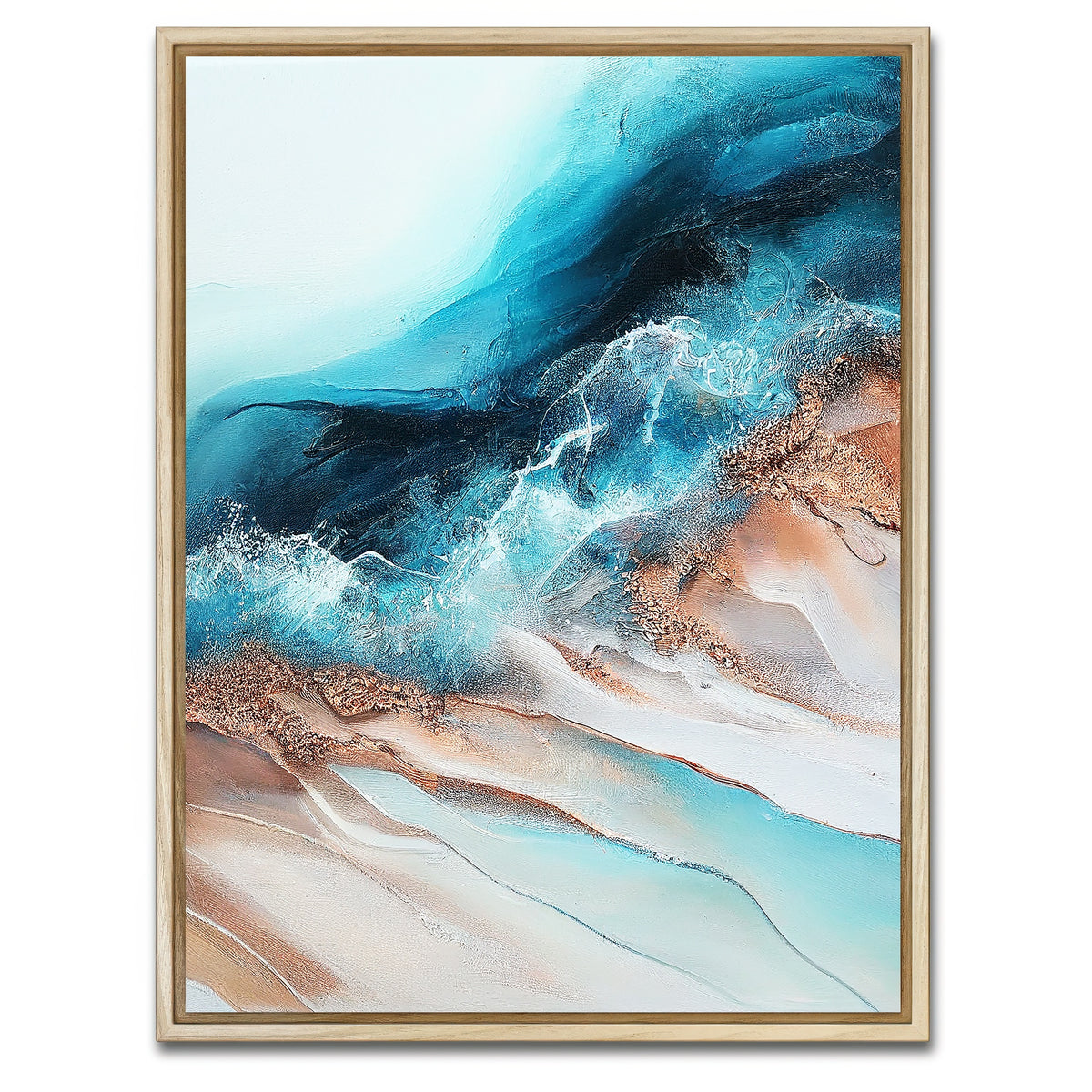 AUTO-MOCKUP WHITE | Coastal Abstract Series 4 | 1 Piece | Natural Framed Canvas | group=3x4