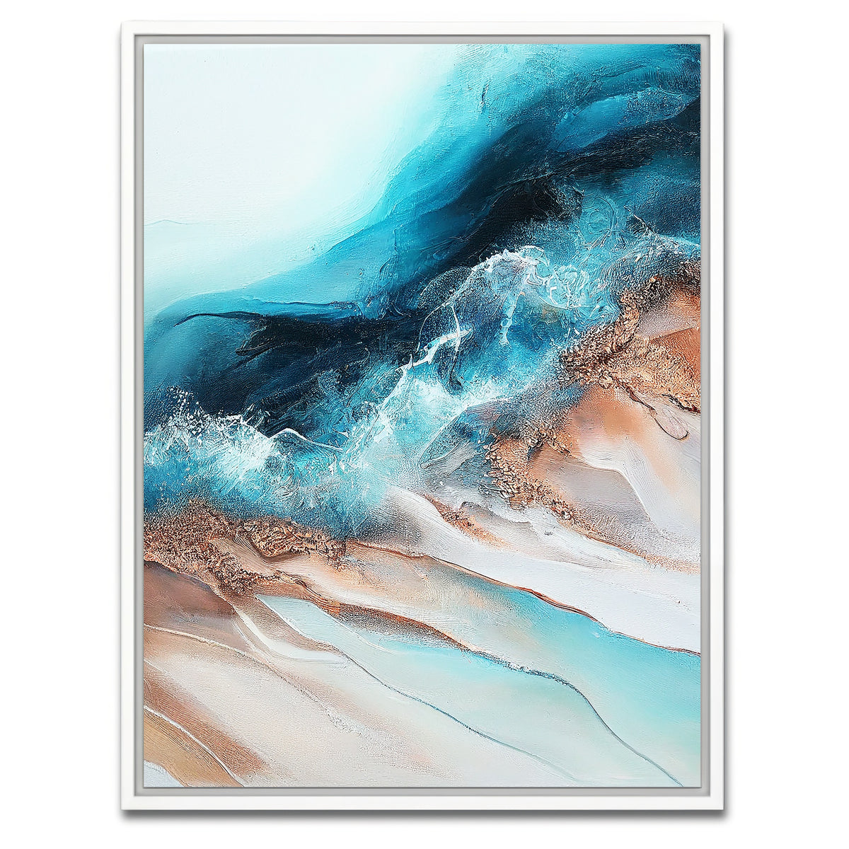 AUTO-MOCKUP WHITE | Coastal Abstract Series 4 | 1 Piece | White Framed Canvas | group=3x4