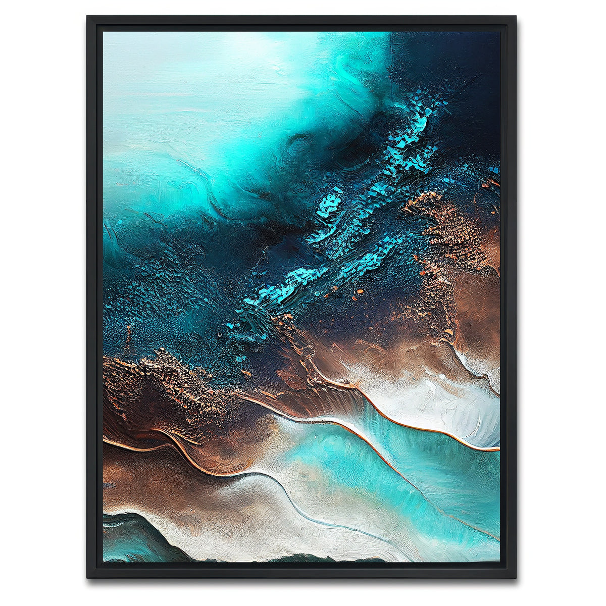 AUTO-MOCKUP WHITE | Coastal Abstract Series 5 | 1 Piece | Black Framed Canvas | group=3x4