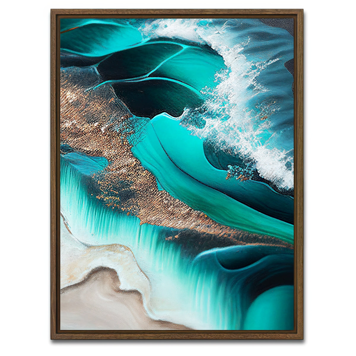 AUTO-MOCKUP WHITE | Coastal Abstract Series 7 | 1 Piece | Walnut Framed Canvas | group=3x4
