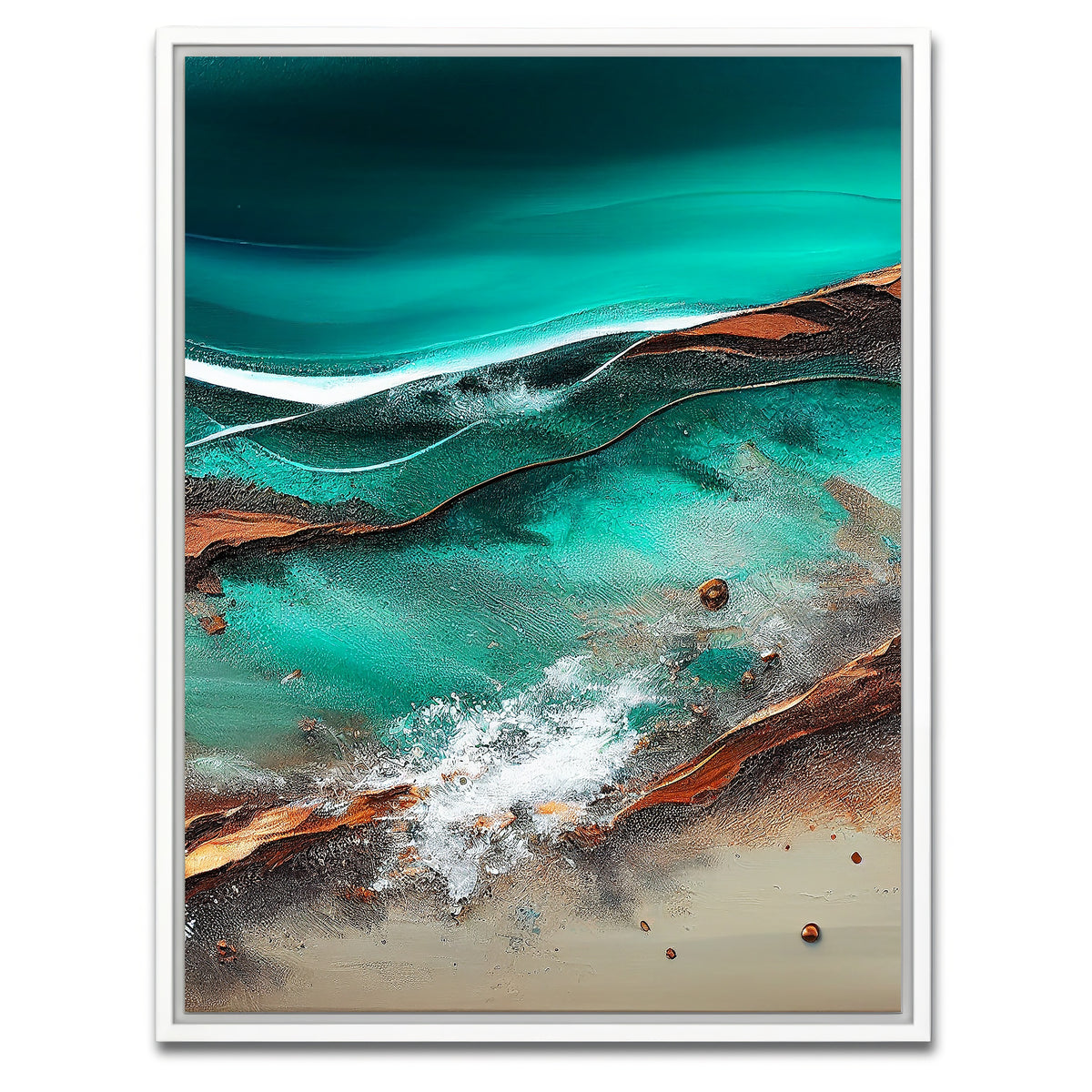 AUTO-MOCKUP WHITE | Coastal Abstract Series 8 | 1 Piece | White Framed Canvas | group=3x4