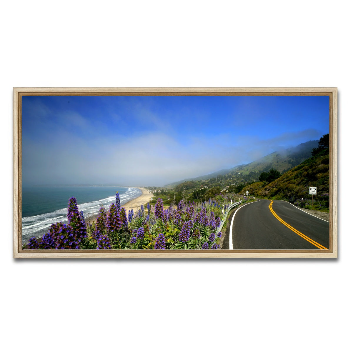 AUTO-MOCKUP WHITE | Coastal highway | 1 Piece | Natural Framed Canvas | group=2x1