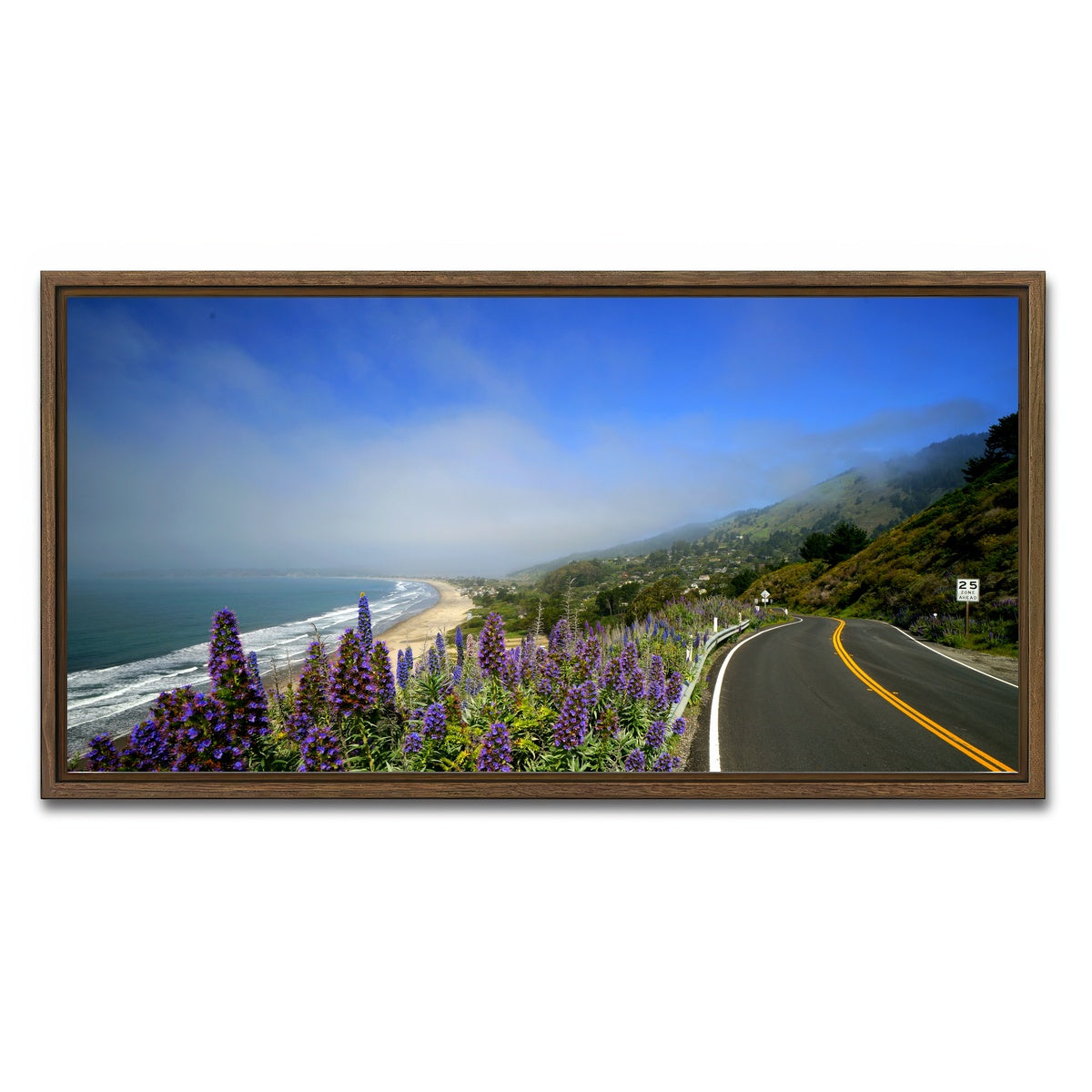 AUTO-MOCKUP WHITE | Coastal highway | 1 Piece | Walnut Framed Canvas | group=2x1