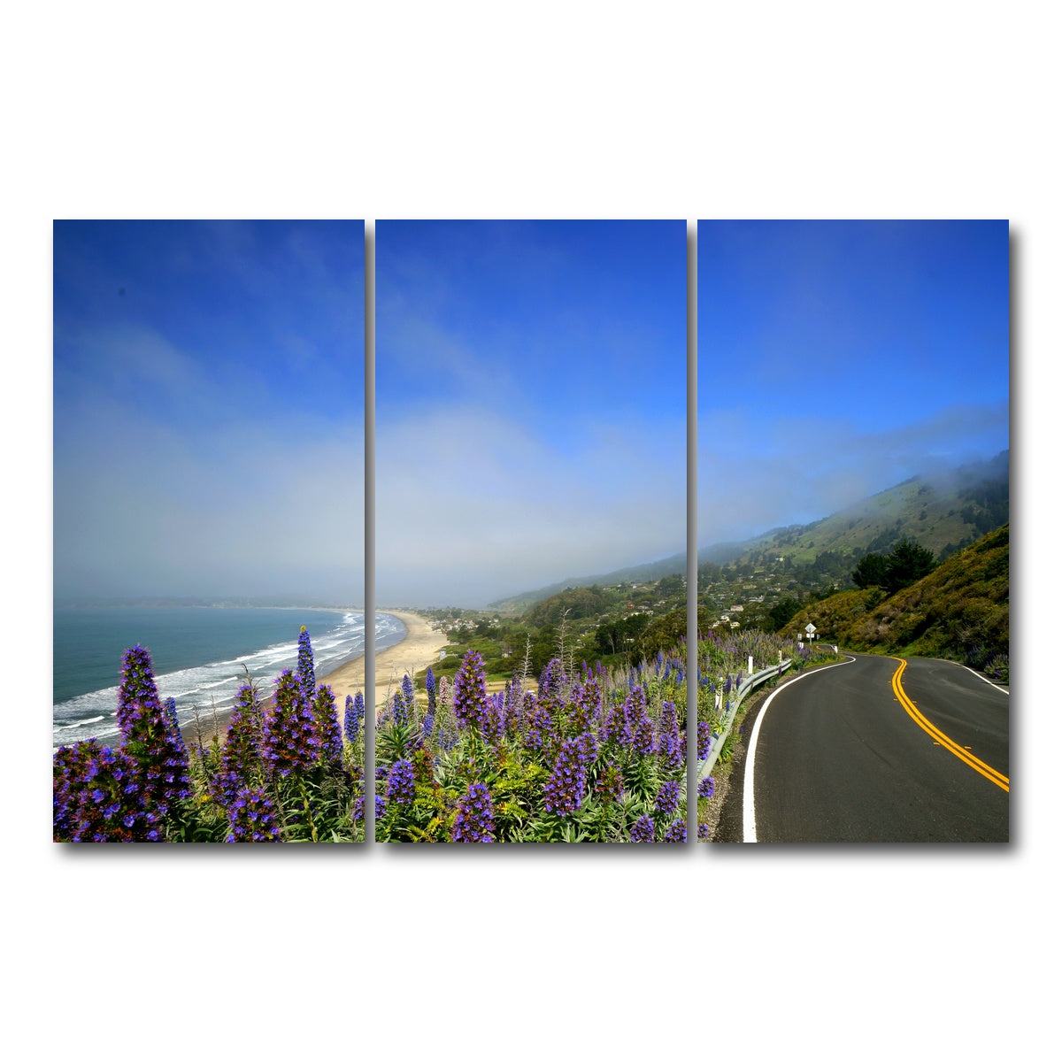 AUTO-MOCKUP WHITE | Coastal highway | 3 Piece | Gallery Wrap Canvas | group=12x24