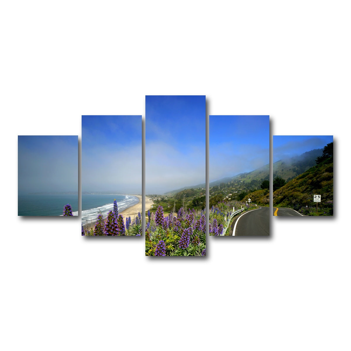 AUTO-MOCKUP WHITE | Coastal highway | 5 Piece | Gallery Wrap Canvas | group=5_short