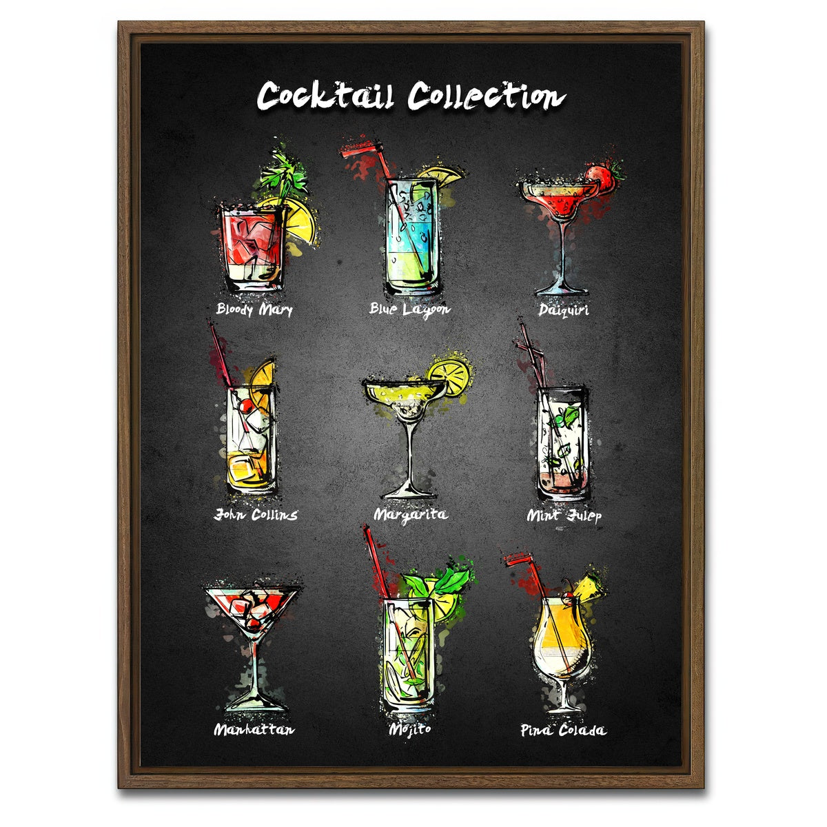AUTO-MOCKUP WHITE | Cocktail Menu | 1 Piece | Walnut Framed Canvas | group=3x4