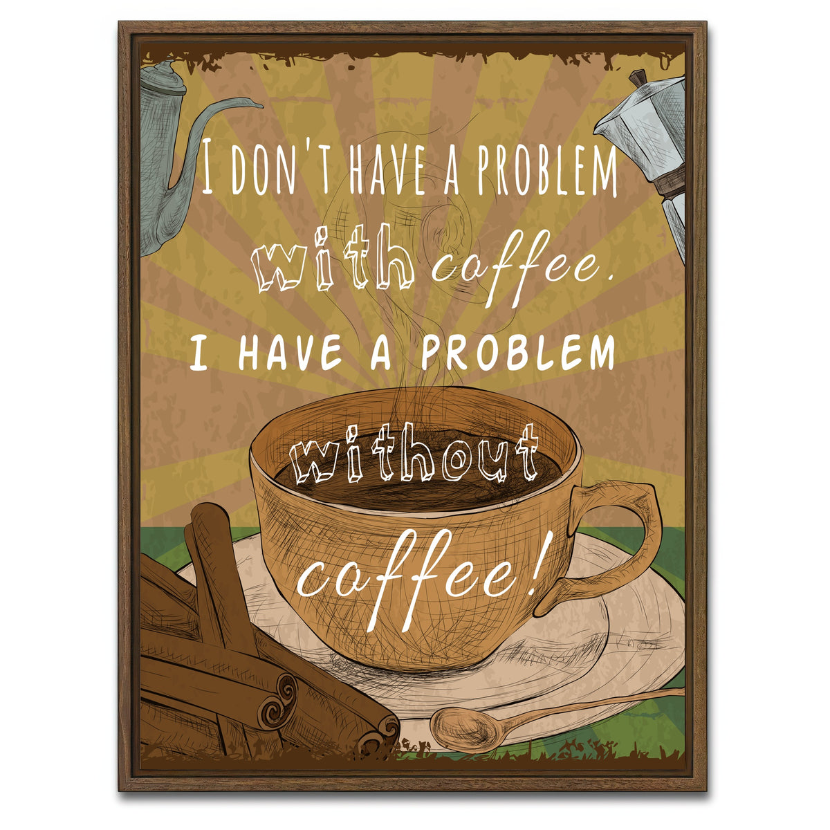 AUTO-MOCKUP WHITE | Coffee Problems | 1 Piece | Walnut Framed Canvas | group=3x4