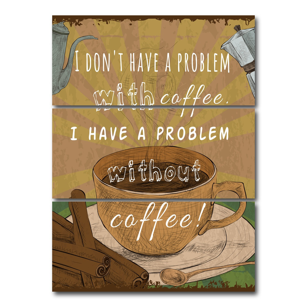 AUTO-MOCKUP WHITE | Coffee Problems | 3 Piece | Gallery Wrap Canvas | group=8x18_stacked