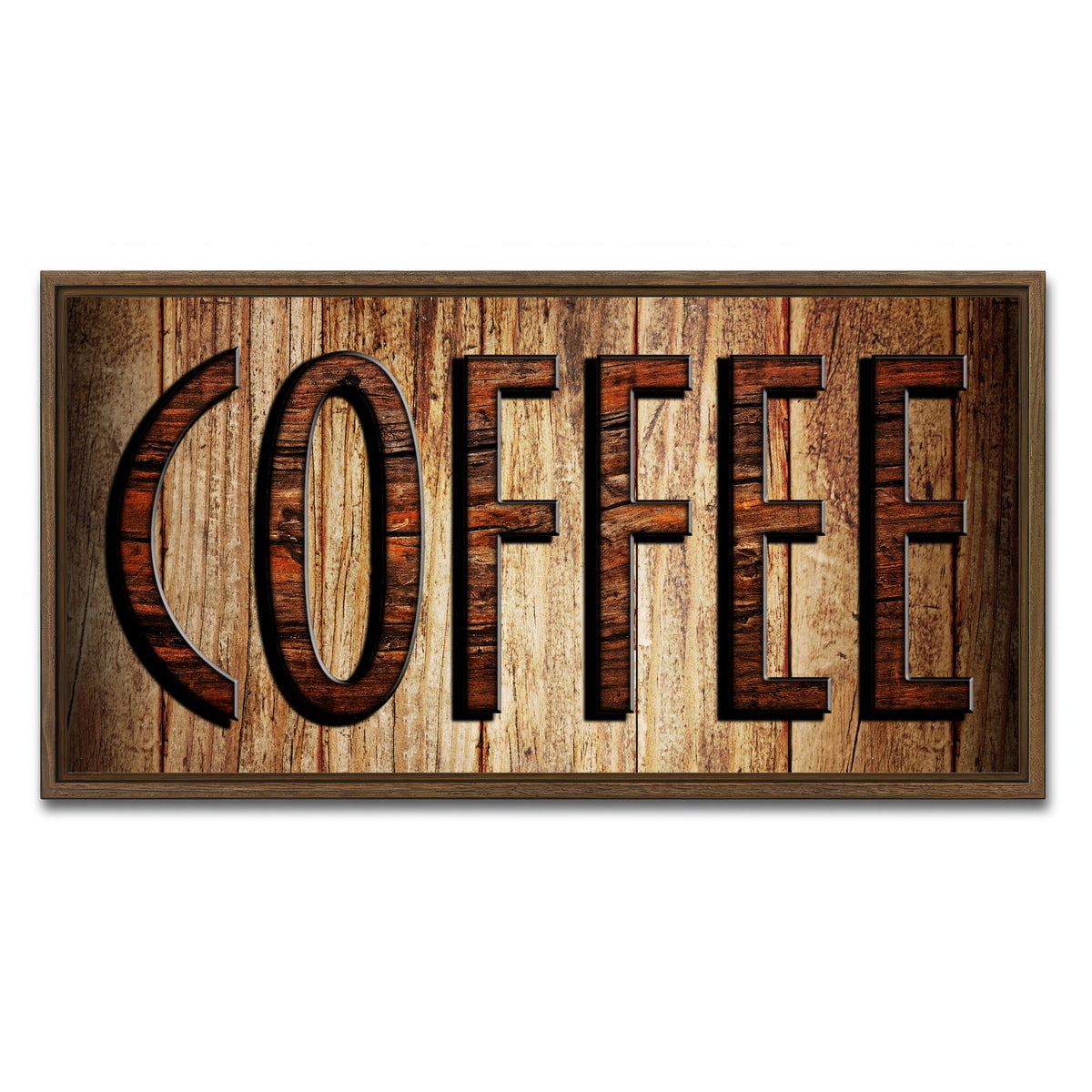 AUTO-MOCKUP WHITE | Coffee Sign | 1 Piece | Walnut Framed Canvas | group=2x1