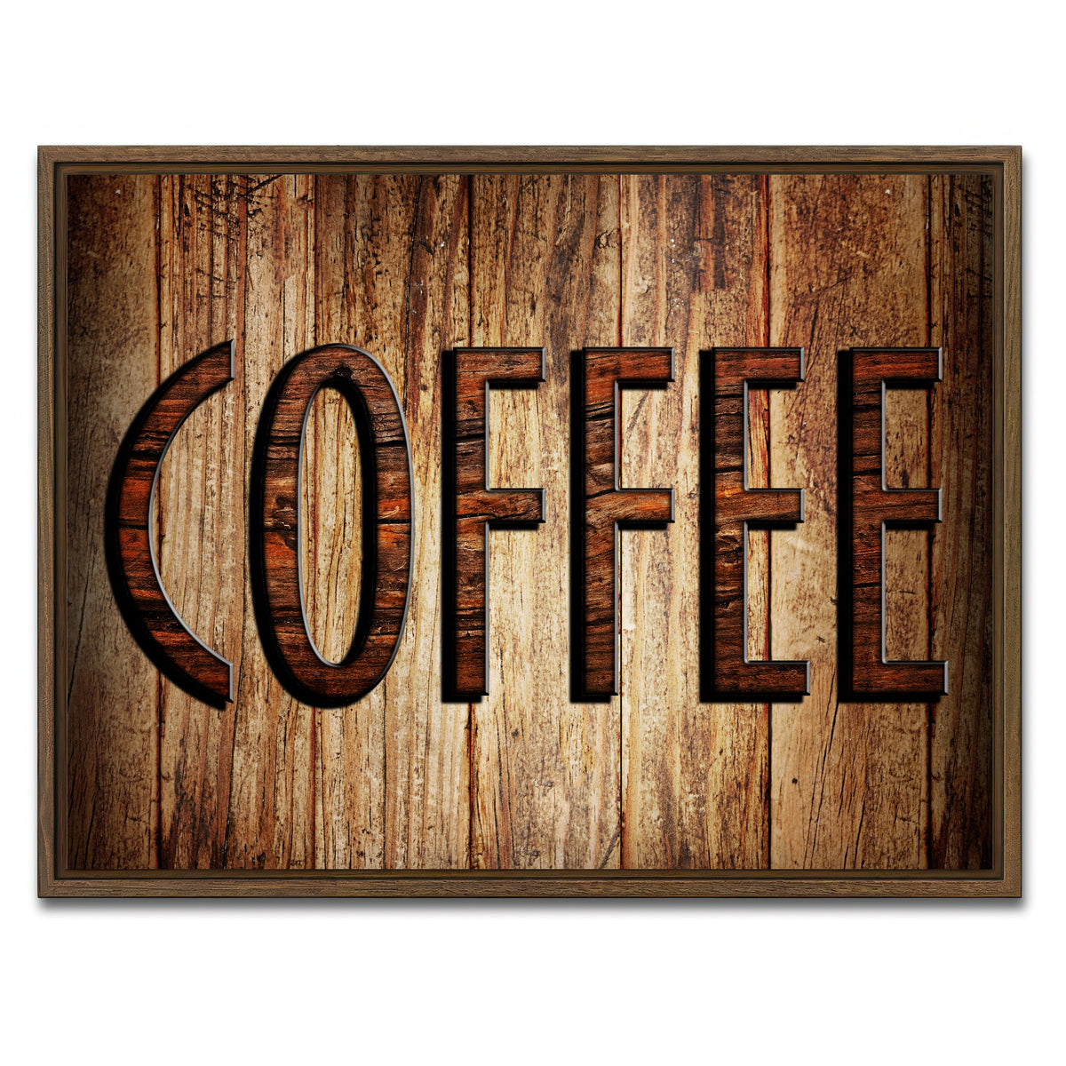 AUTO-MOCKUP WHITE | Coffee Sign | 1 Piece | Walnut Framed Canvas | group=4x3
