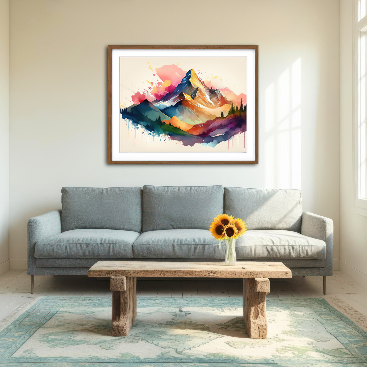 AUTO-MOCKUP ROOM | Colored Mountain Wall Art