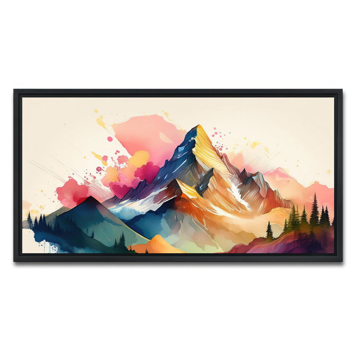 AUTO-MOCKUP WHITE | Colored Mountain | 1 Piece | Black Framed Canvas | group=2x1