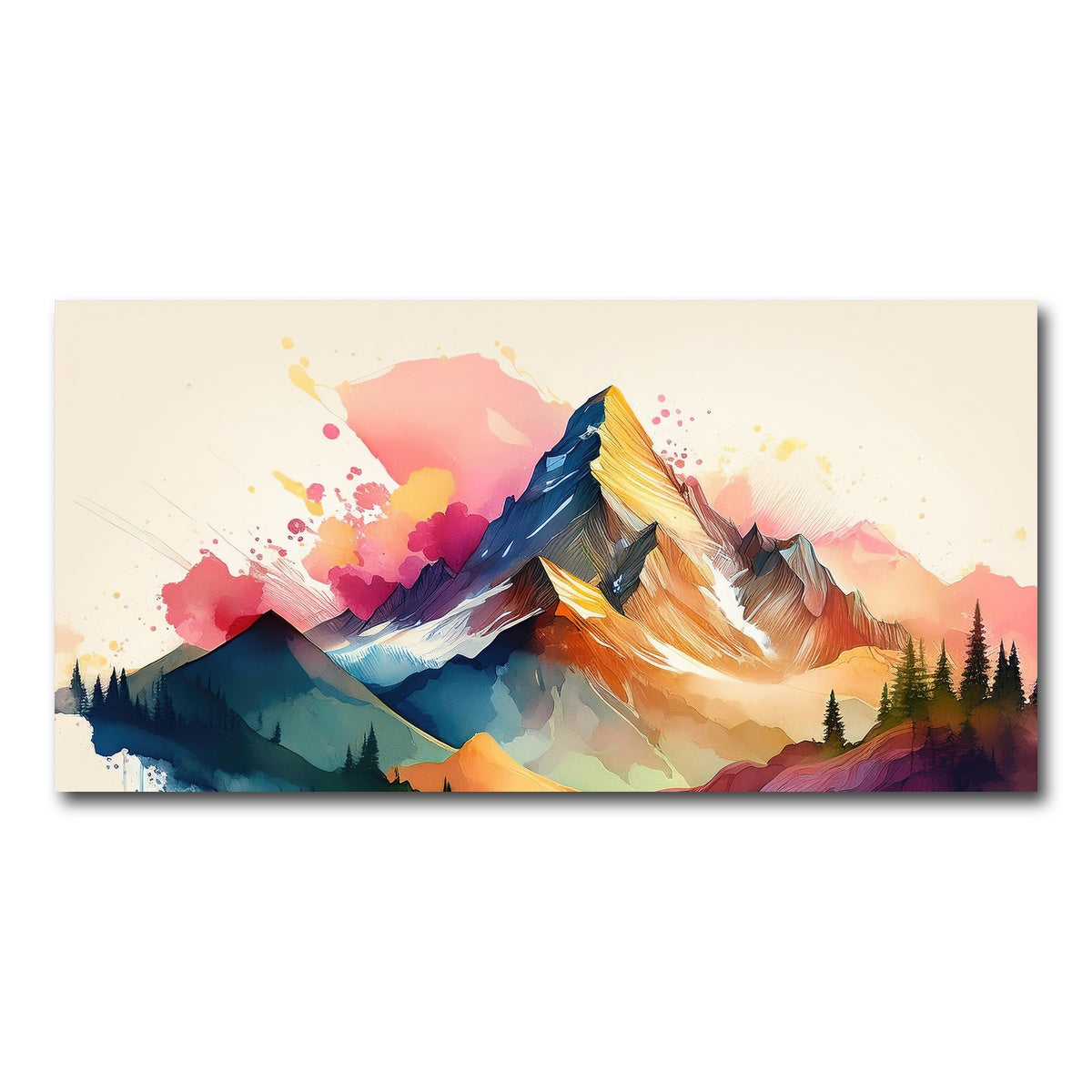 AUTO-MOCKUP WHITE | Colored Mountain | 1 Piece | Gallery Wrap Canvas | group=2x1