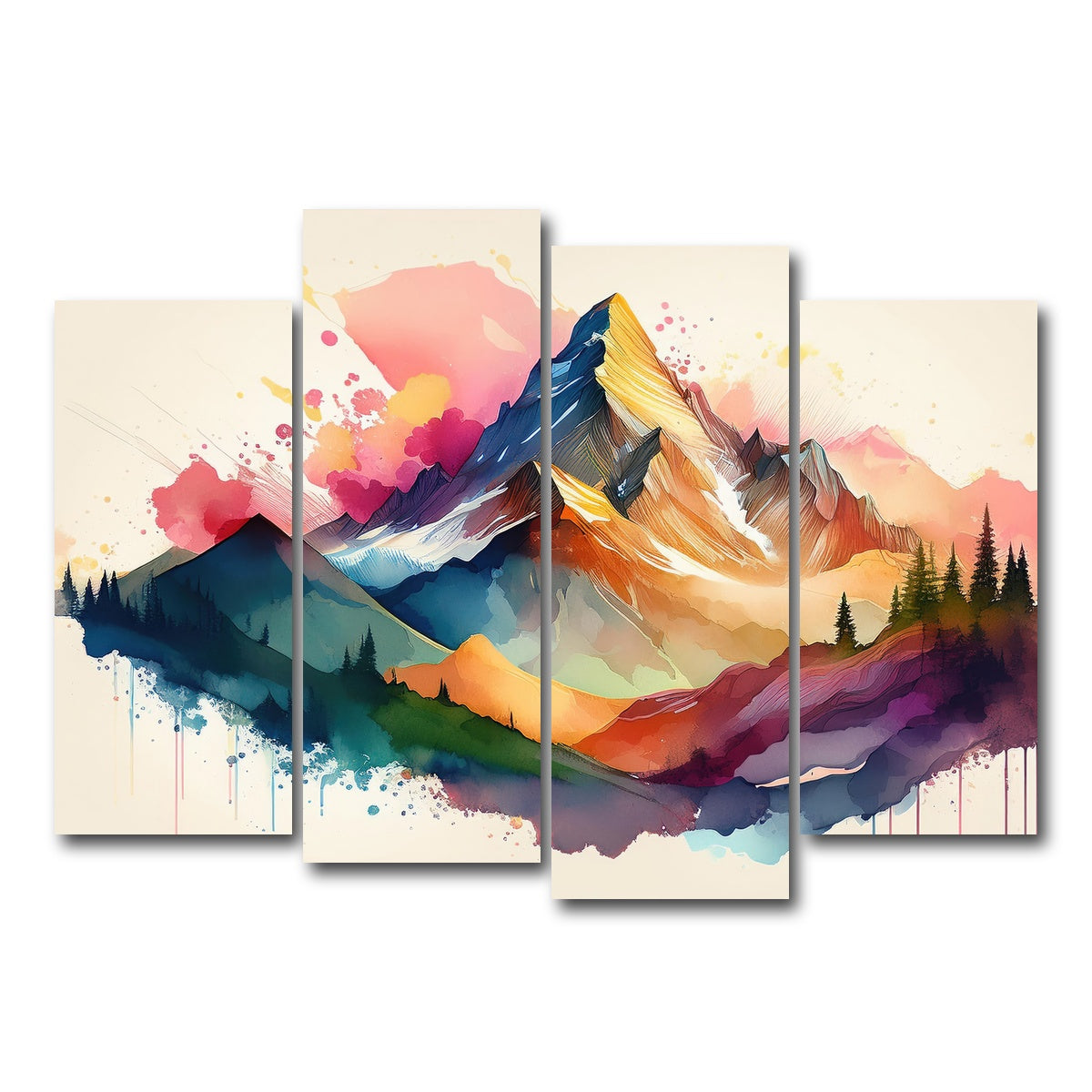 AUTO-MOCKUP WHITE | Colored Mountain | 4 Piece | Gallery Wrap Canvas | group=4_normal