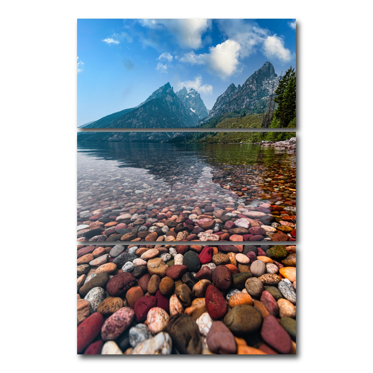 AUTO-MOCKUP WHITE | Colored Pebbles | 3 Piece | Gallery Wrap Canvas | group=12x24_stacked