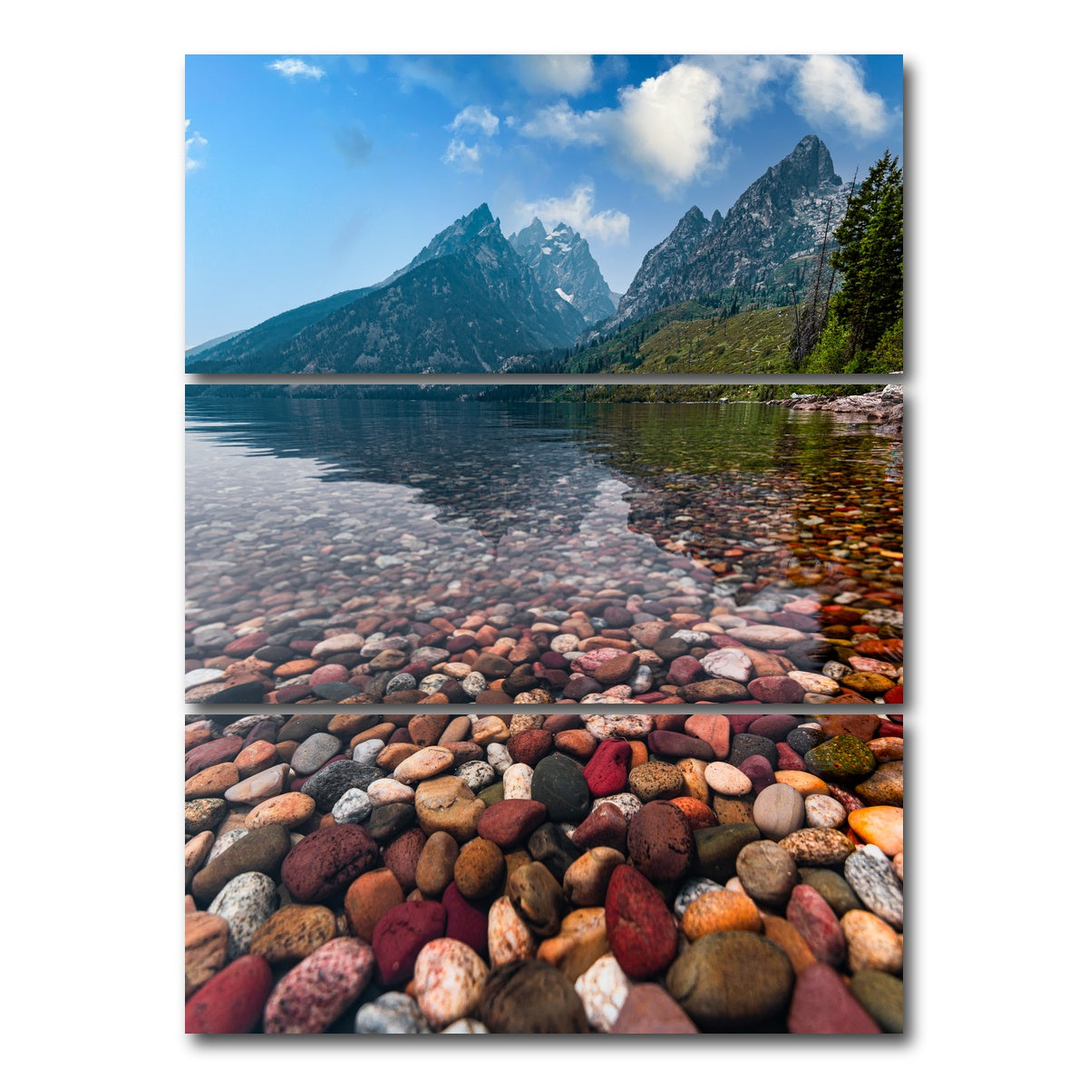 AUTO-MOCKUP WHITE | Colored Pebbles | 3 Piece | Gallery Wrap Canvas | group=8x18_stacked