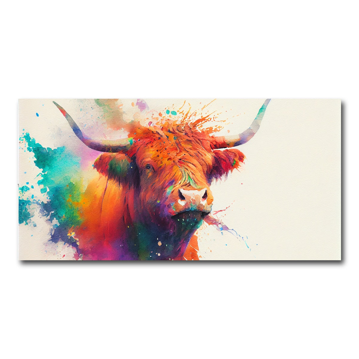 AUTO-MOCKUP WHITE | Colorful Highland Cow | 1 Piece | Gallery Wrap Canvas | group=2x1